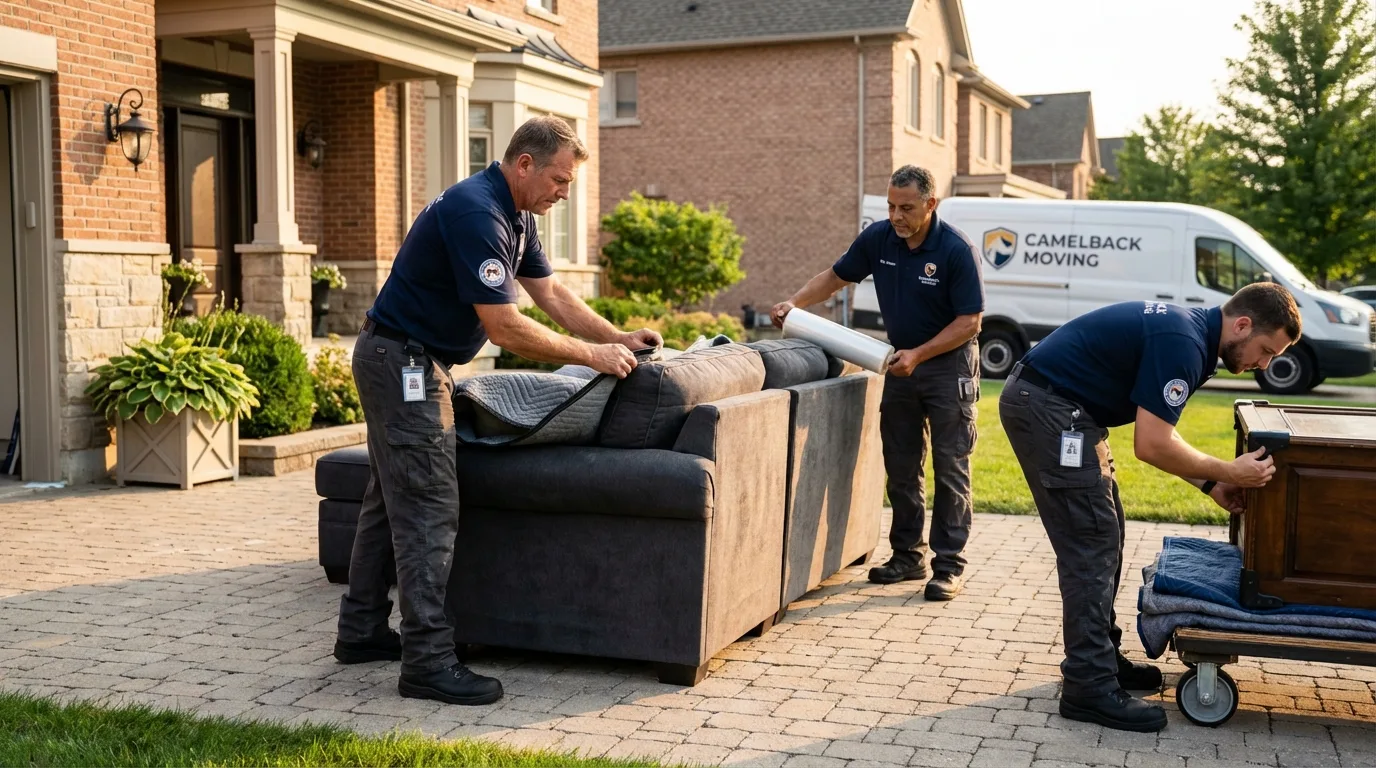Large estate moving crew wrapping furniture in Catskill, NY